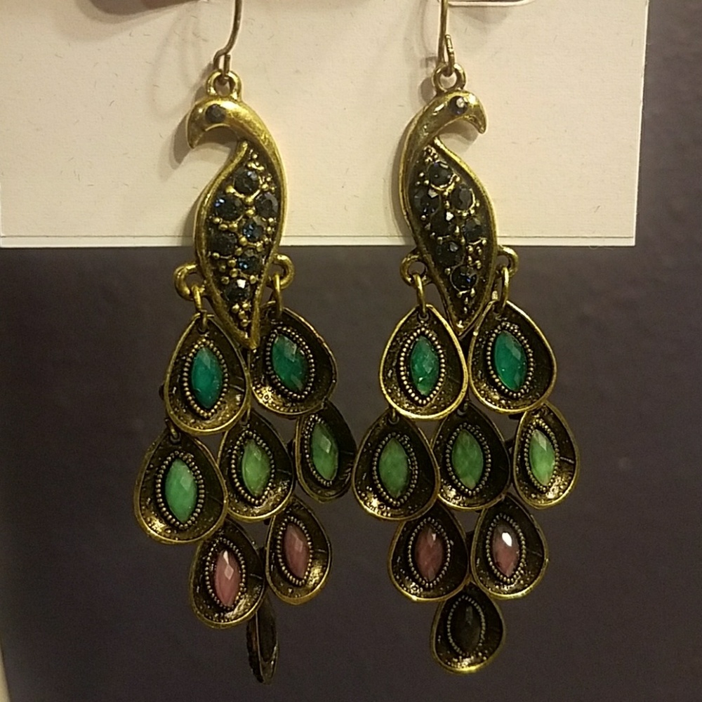 Beautiful peacock earrings - Picture 2 of 2